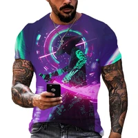 large size 3d printed mens t shirt fashion short sleeve sweatshirt round neck suitable for fitness and outdoor activities