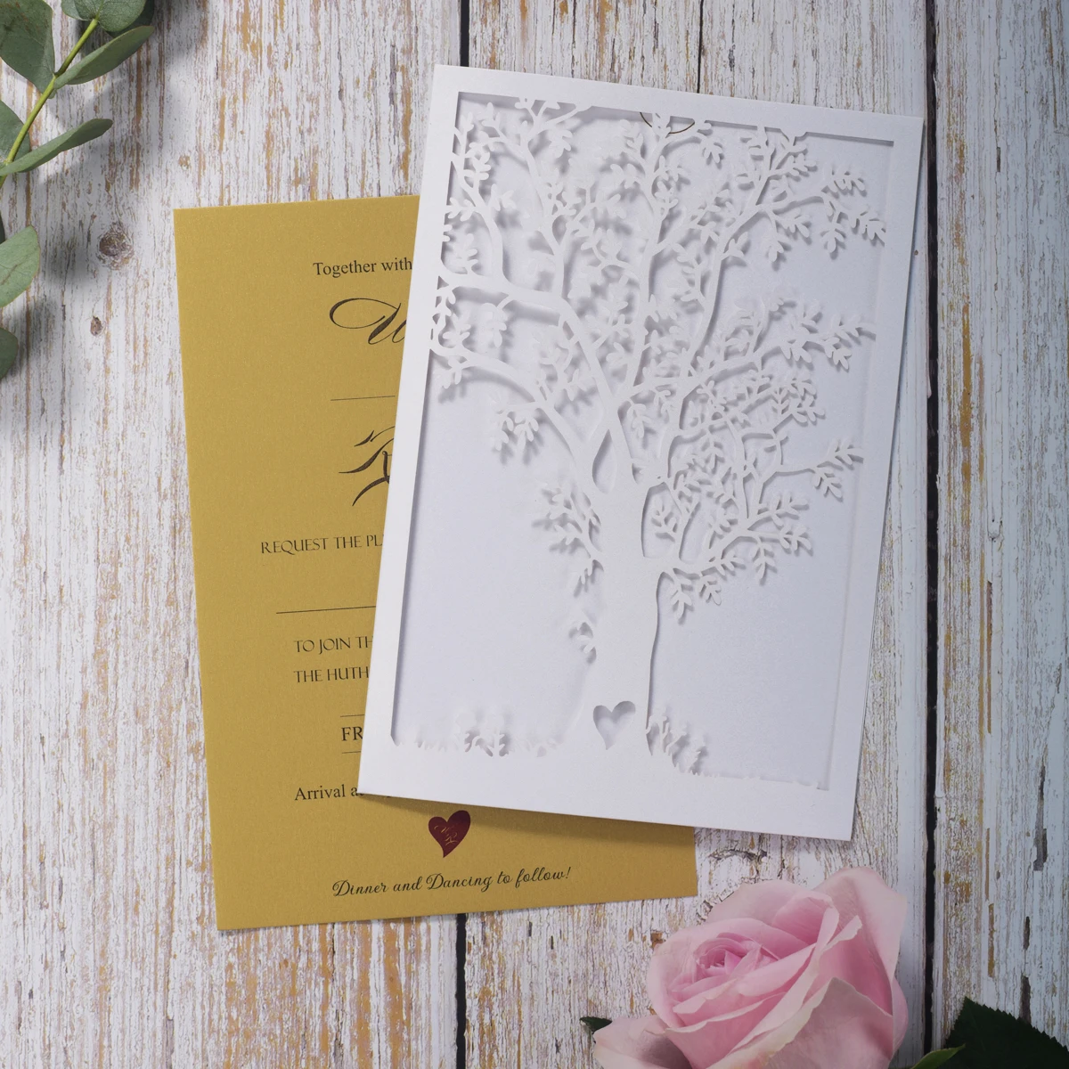 100 шт. в деревенском стиле лазерная резка дерева Свадебная Приглашения карты с