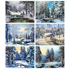 Алмазная живопись AB, цветной пейзаж 5D, сделай сам, квадратная Алмазная вышивка, распродажа зимняя река мозаичное ремесло