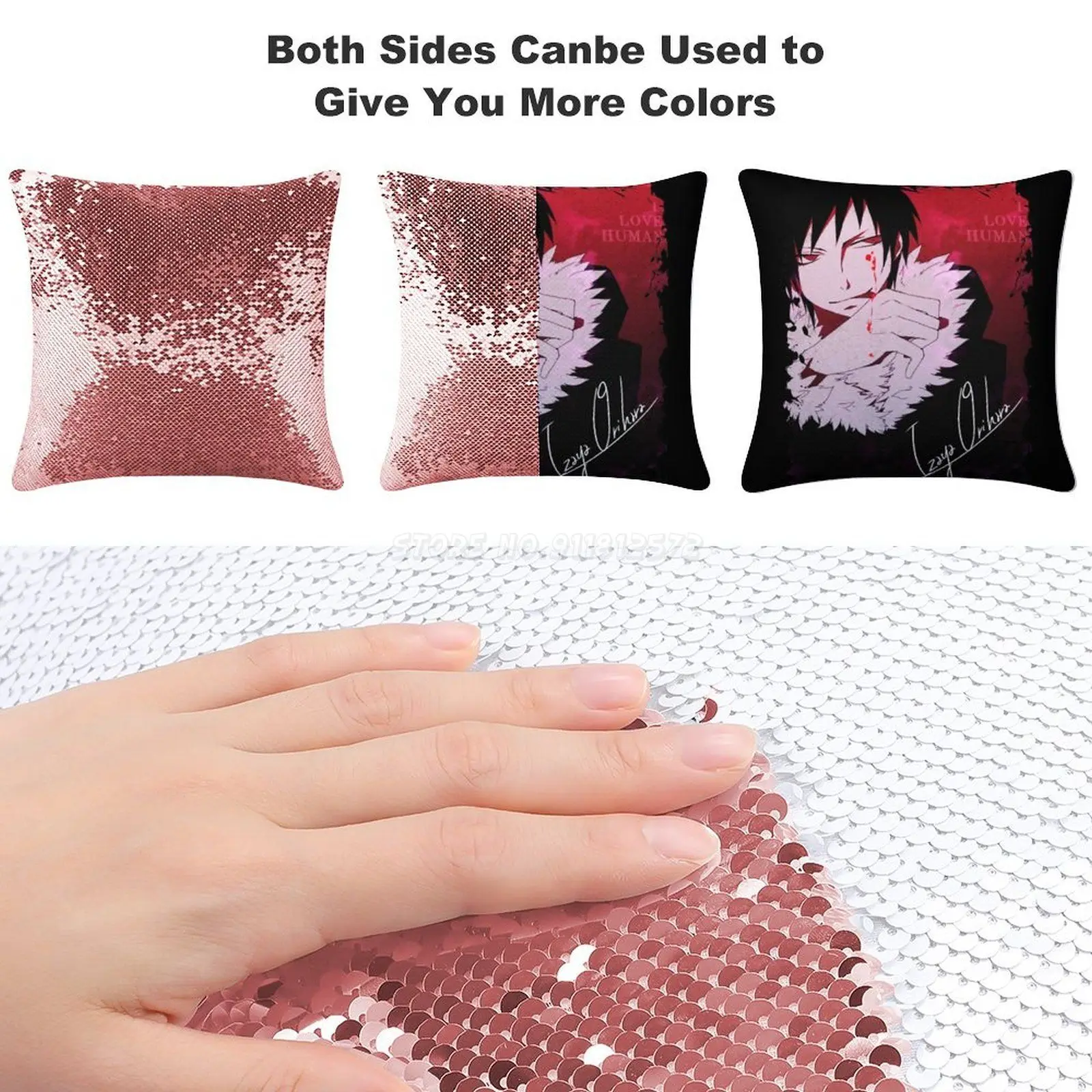 Izaya Orihara Sequin Pillowcase Throw Pillow Case 40cmX40cm Drrr Durarara Anime Boy |
