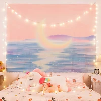 anime tapestry moon bay psychedelic pink dorm room decor macrame wall hanging tapastry kawaii tapestrys rainbow trippy plush new