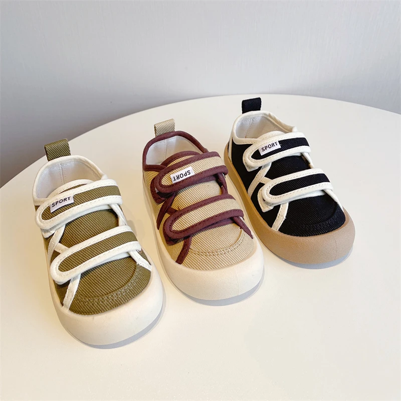 

New Children Casual Canvas Shoes Baby Toddler Breathable Hook & Loop Sneakers Boys Girls Sports Flats Kids Spring 03A