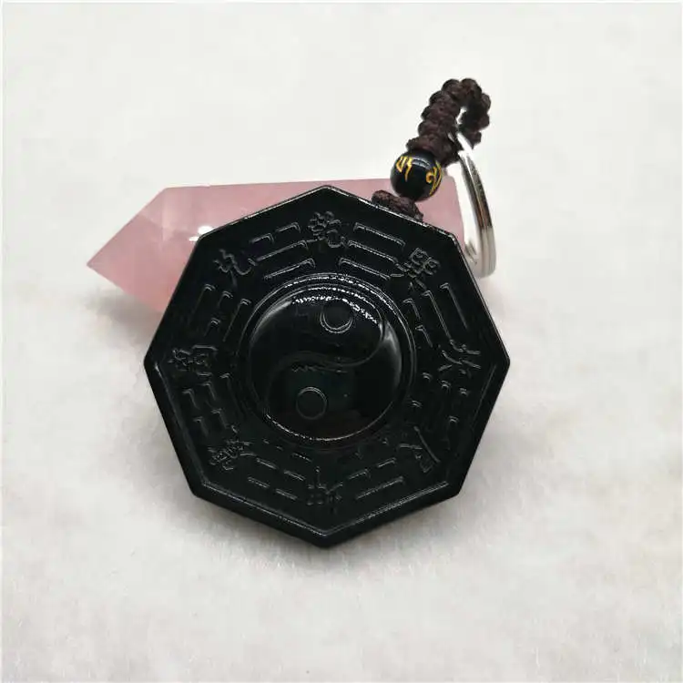 Прямая поставка черный обсидиановый брелок китайская Багуа мужские ювелирные