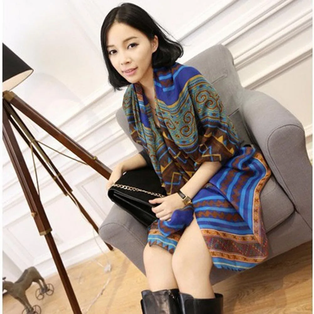 Женский модный шарф с геометрическим узором 2019 новый осенний богемный шелковый