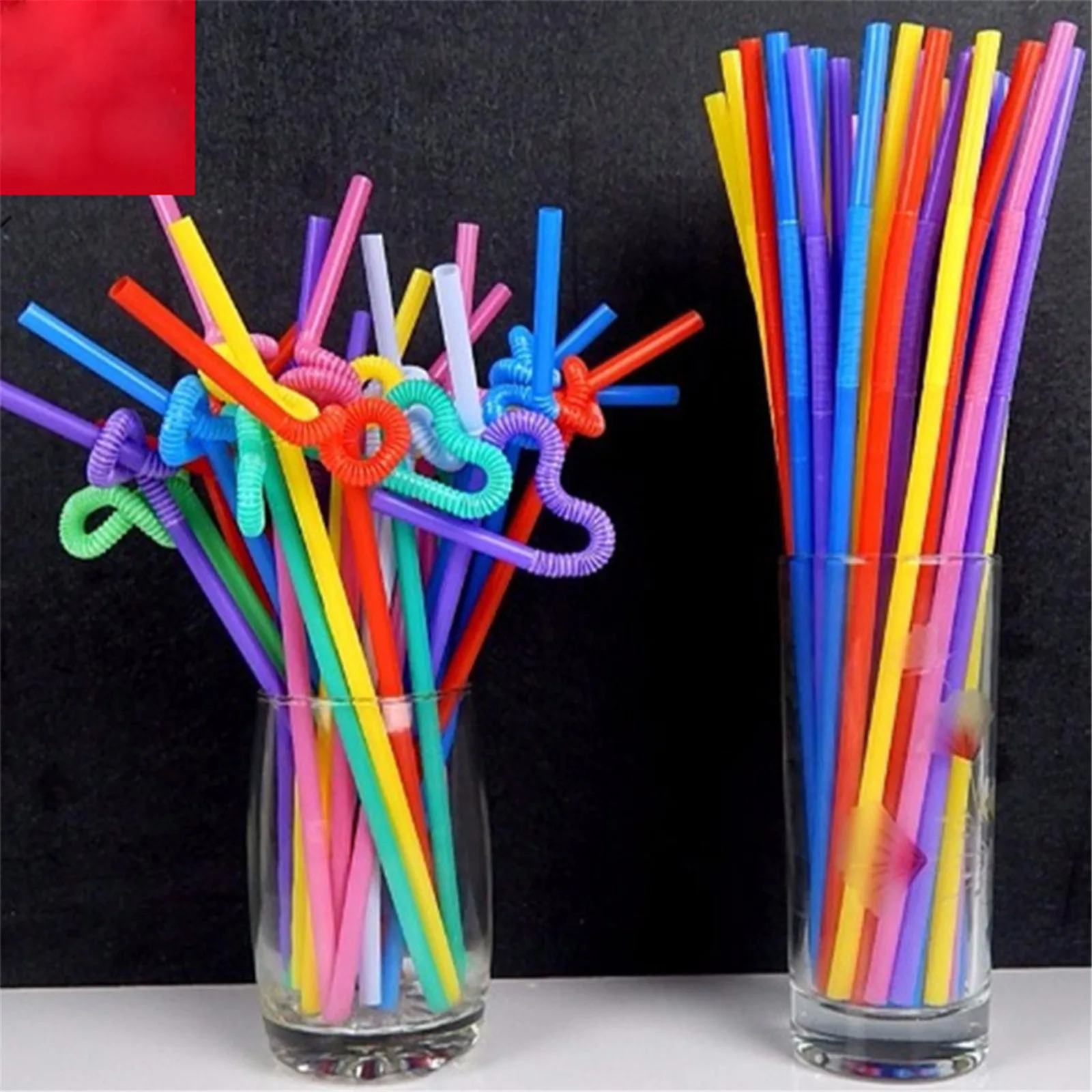 

1000PCS Disposable Plastic Drinking Straws Multi-Colored Solid Bendable Elbow Straws Party Event Alike Supplies Color Random