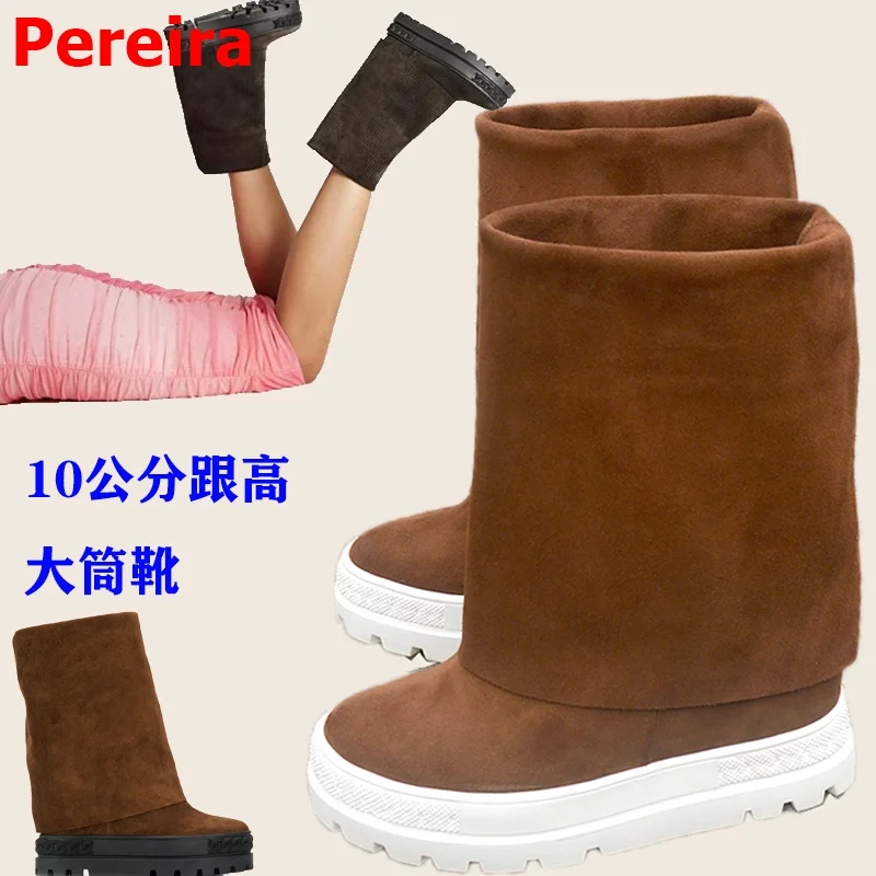 

fashion woman 10cm heel inner heel boots brown leather round toe women ankle boot