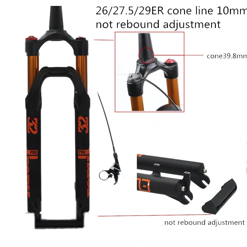 Велосипедная вилка MTB 26 27,5 29er дюймовая подвеска вилка, замок прямой конический через ось QR быстросъемная Регулировка отскока - Цвет: 27.5Taper no rebound