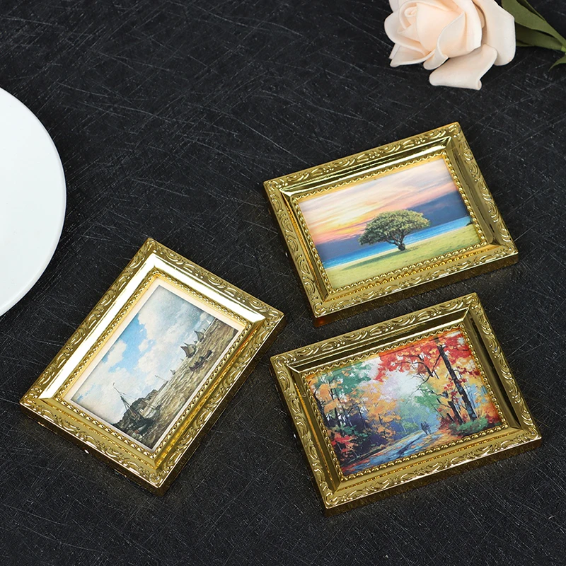 

Фоторамка в масштабе 1:12, античная кукла Мэнни, «сделай сам», масляная живопись, аксессуары для дома, рамка, декоративный миниатюрный кукольн...