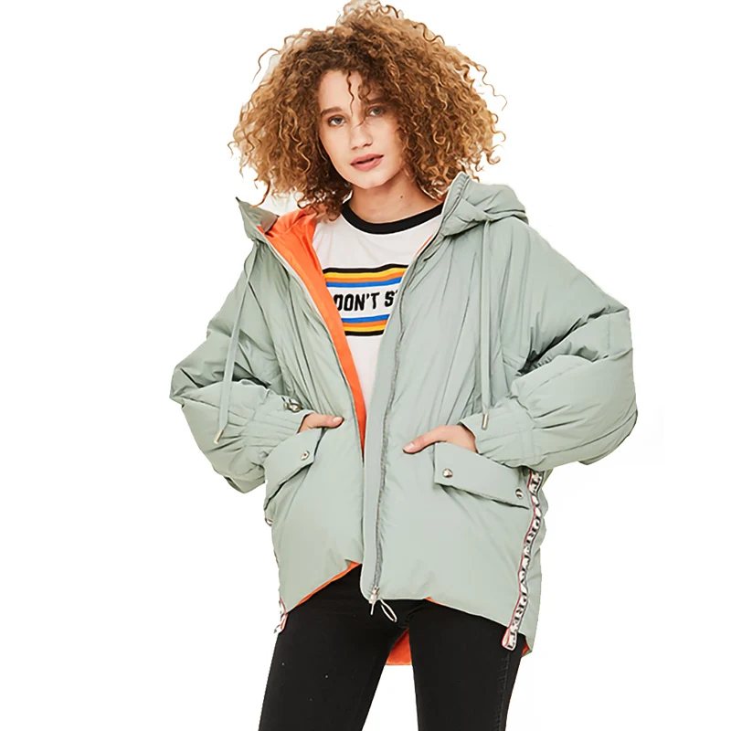 Женское пальто куртка на белом утином пуху верхняя одежда с капюшоном теплая