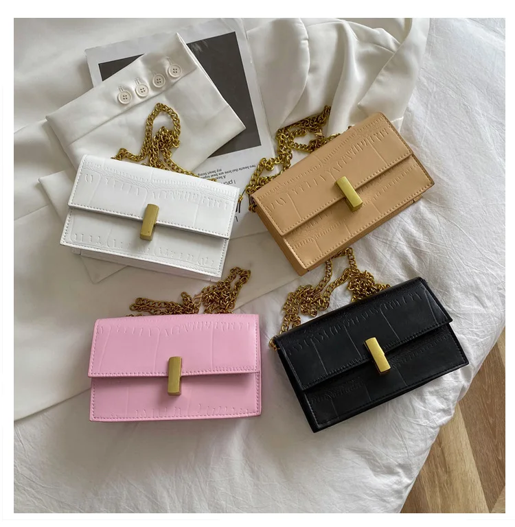 

Chain Crossbody Portable Small Square Bag 2021 New Retro Solid Color Personalized Lock Shoulder Bag
