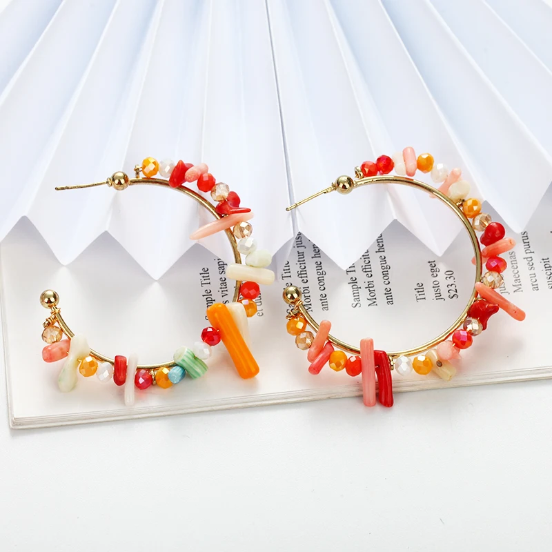 

Bohemian earrings for women Colorful women's drop earrings line natural stone beach vacation summer holiday earrings jewelry