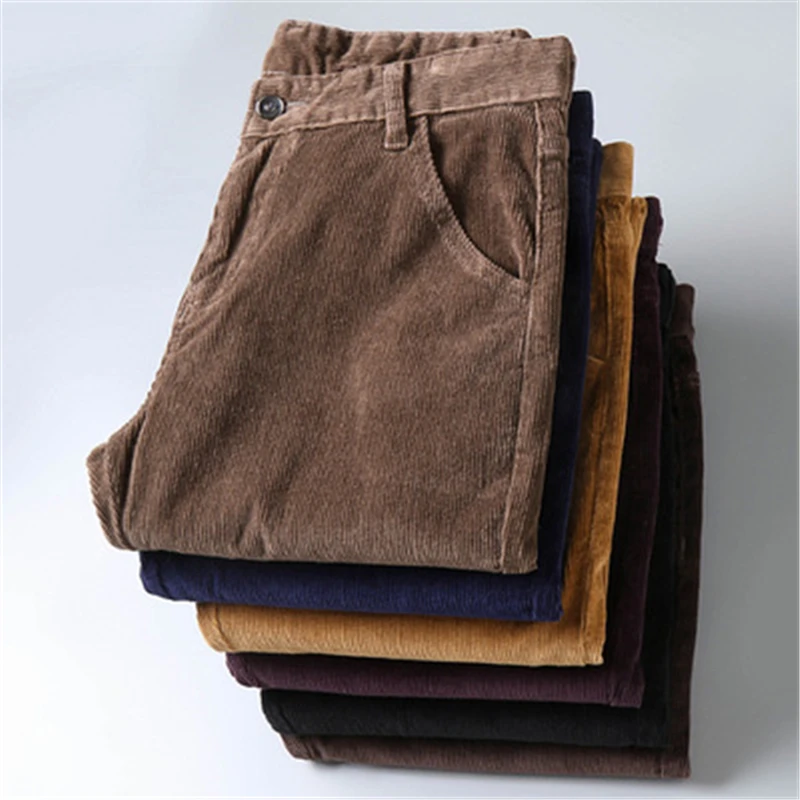 

6 Color Men's Corduroy Casual Pants 2020 Autumn Winter New Style Business Fashion Stretch Regular Fit Trousers Male Clothes,6686