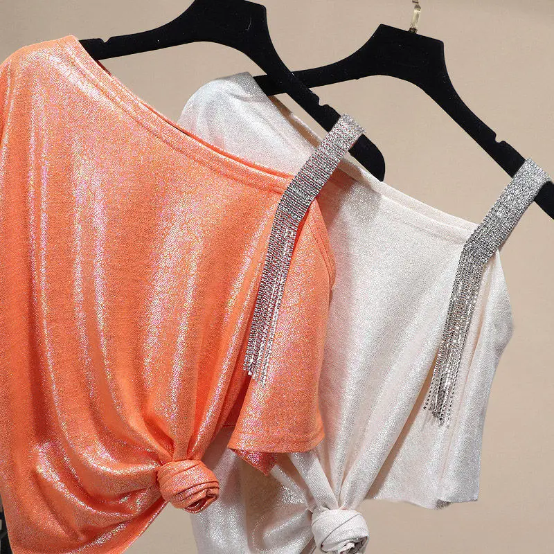 

Short-sleeved T-shirt Women 2021 New Summer Fashion s Shirt Off-the-shoulder Top Women