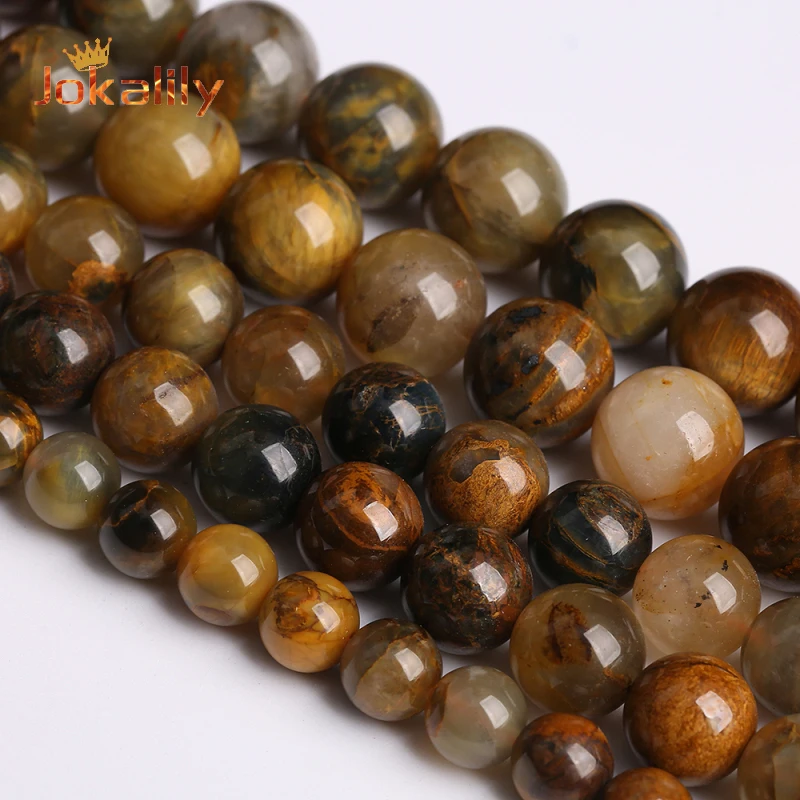 

Natural Yellow Pietersite Stone Beads Round Loose Spacer Beads For Jewelry Making DIY Bracelet Necklace 4 6 8 10 12mm 15" Strand