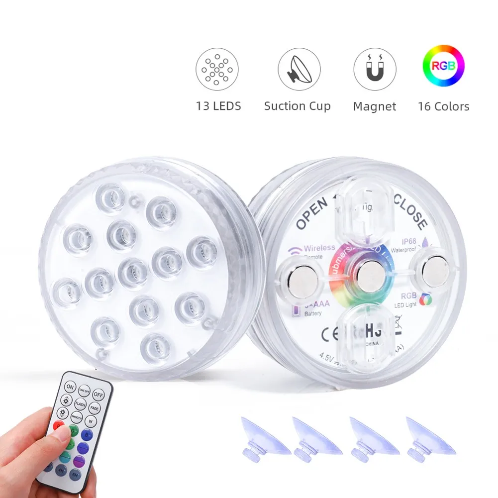 

13LED Remote Controlled Submersible Light Waterproof Battery Powered Multi Color Fishing Light Pesca Iscas Fishing Tackle Tools