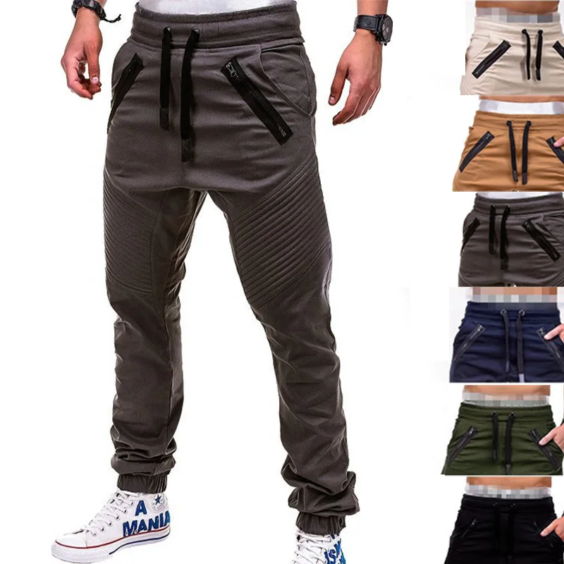 

Men Casual Joggers Pants Solid Thin Cargo Sweatpants Male Multi-pocket Trousers Harem Pencil Trousers Size S-4xl