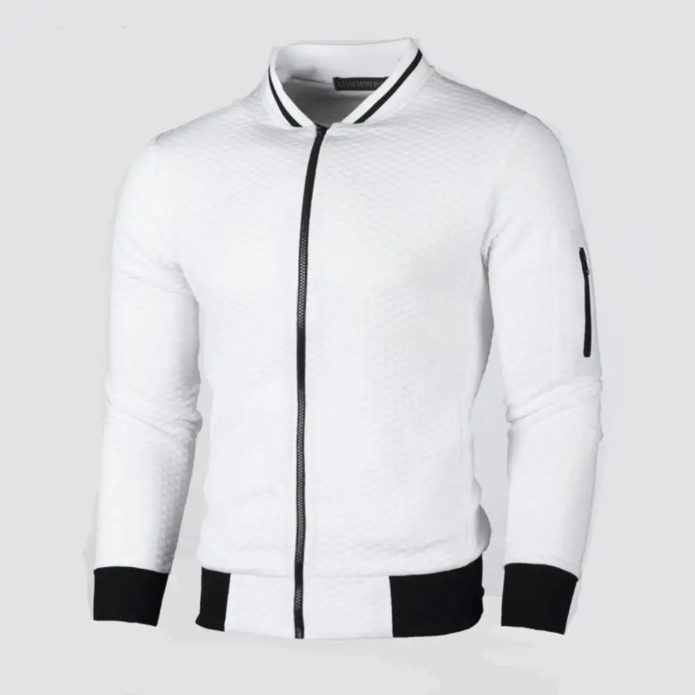 

Men's Street Windbreaker Coat Men Casual Sportswear Thick Jacquard Plaid Outer Wear High Quality Plush Zip Stand Collar Jacket