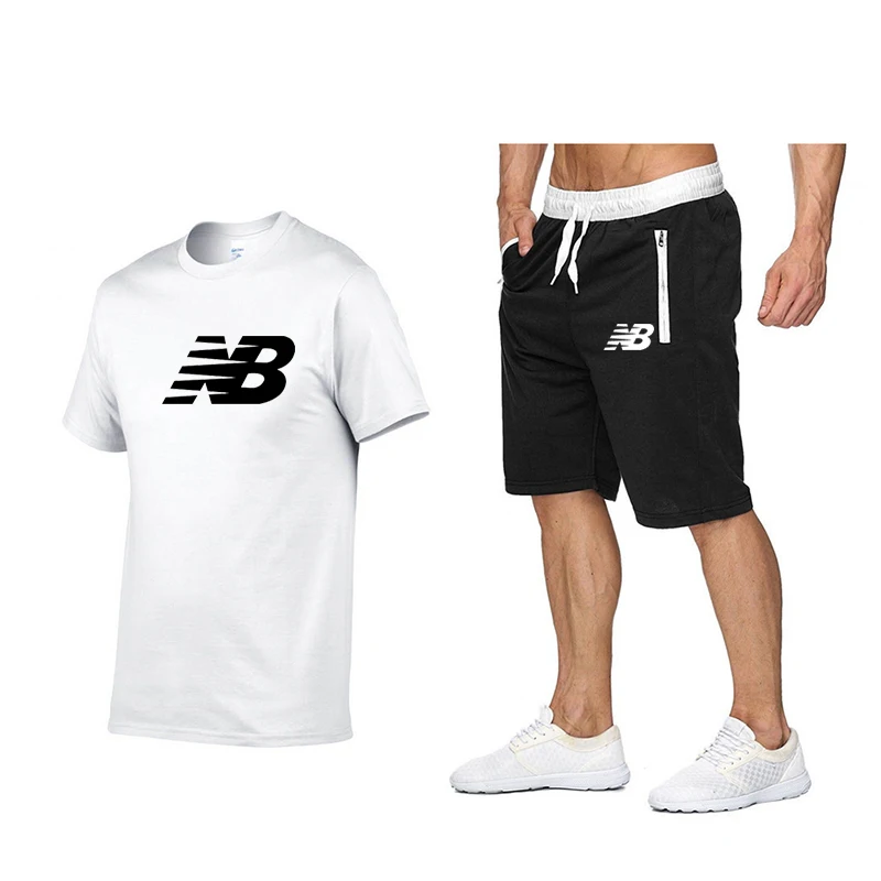 

2021Summer New Fashion Trend Men's Suit Personalized Fashion Printing Sports Short-Sleeved T-shirt + Sports Casual Short Suit