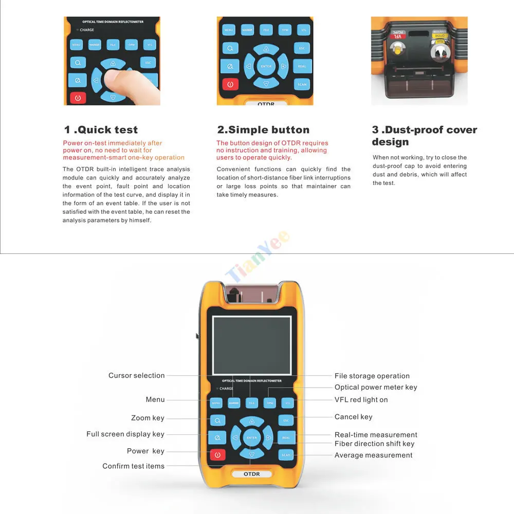 SignalFire ZS1000-A OTDR 100 км + VFL 5 Оптический временной рефлектометр 1 мВт 32 дБ/30 дБ 1310 мм/1550
