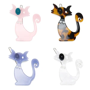 Горячая Распродажа, Элегантные Заколки для волос с котом, ацетат целлюлозы, заколки для волос с животными, милые заколки для волос в форме кошки для девочек