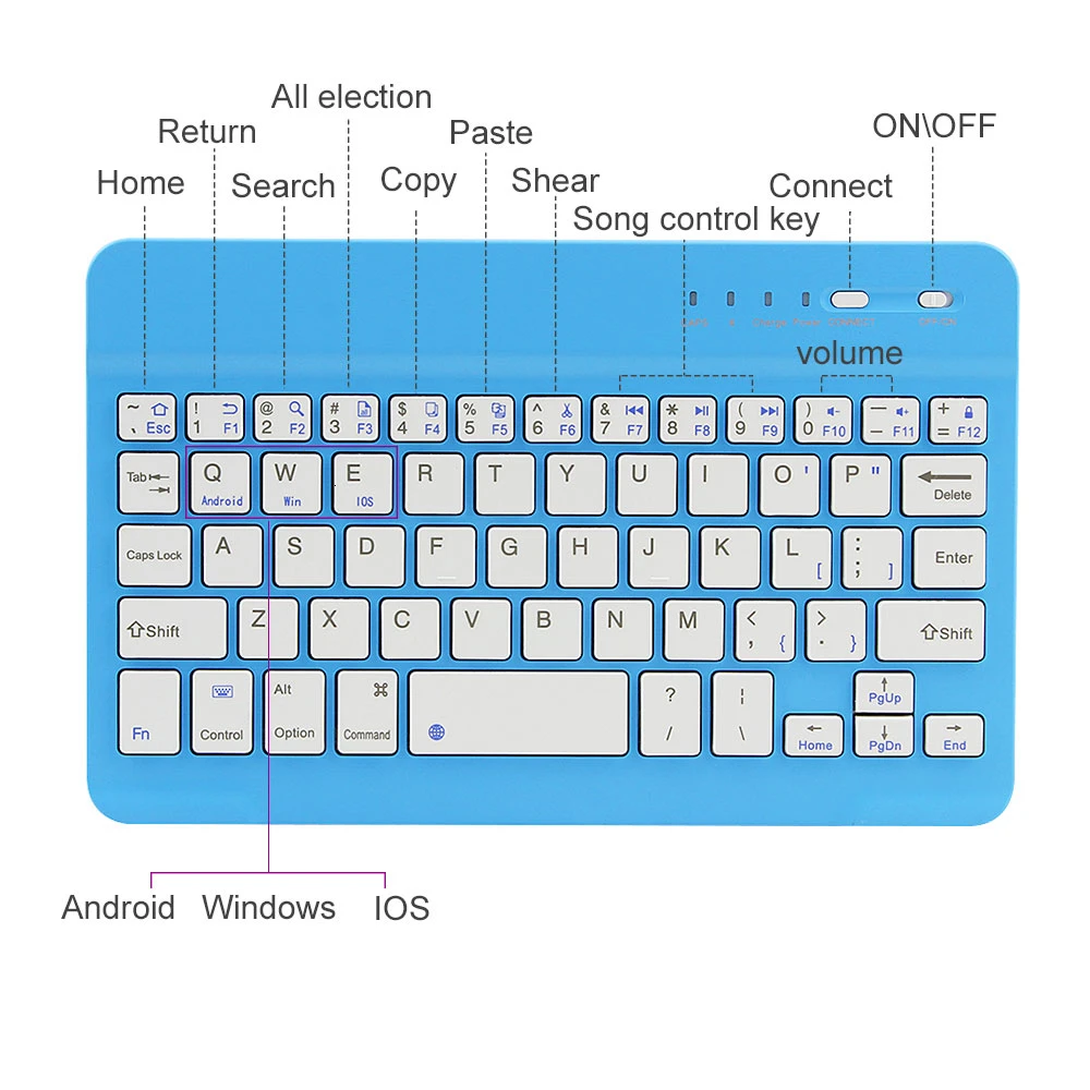 Bluetooth клавиатура мини беспроводная ультра тонкая 78 Keycaps маленький размер планшет