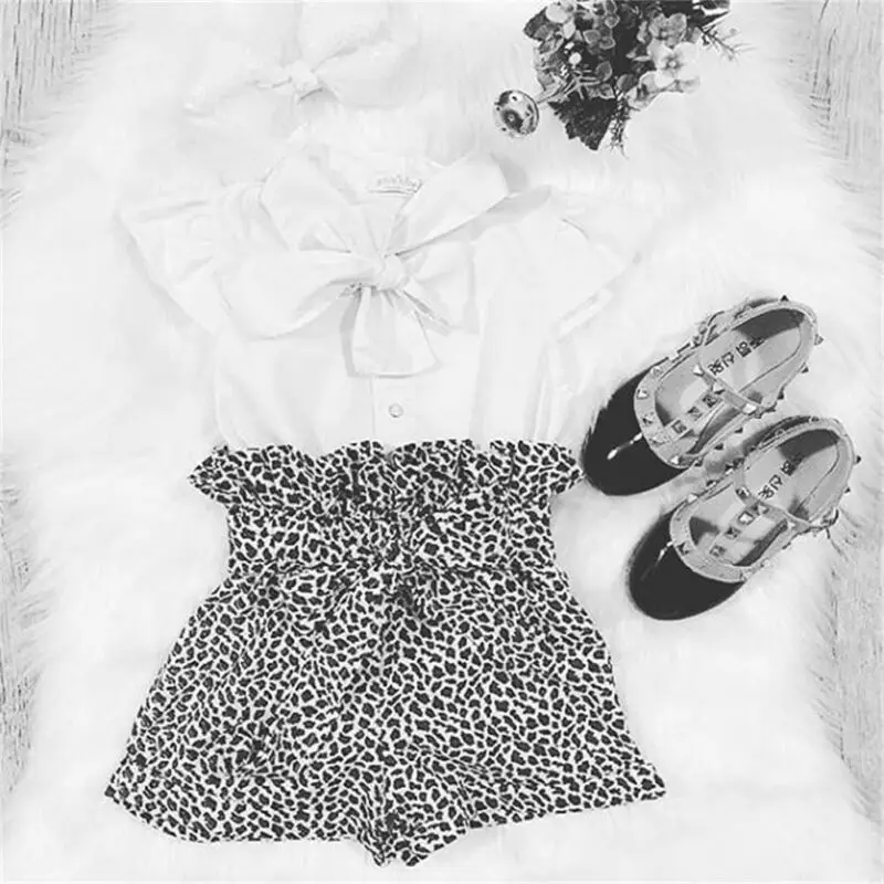 Модный детский комплект одежды из хлопка для девочек 2 предметов летний топ без