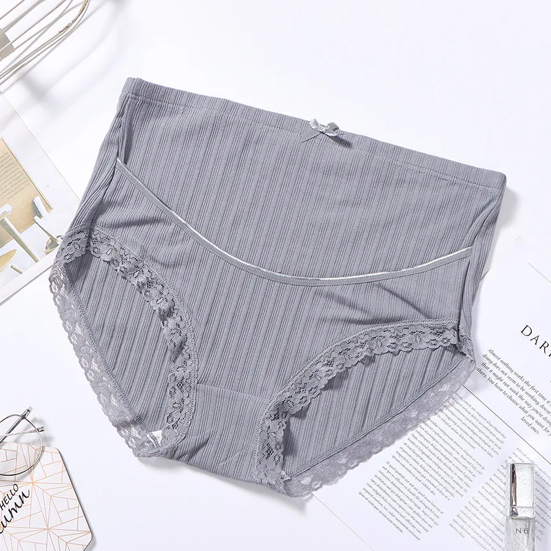 Bragas de maternidad de algod&oacute;n para mujeres embarazadas, ropa interior de cintura alta de encaje, bragas de embarazo de 40-110KG, 2 piezas, M-5XL-5