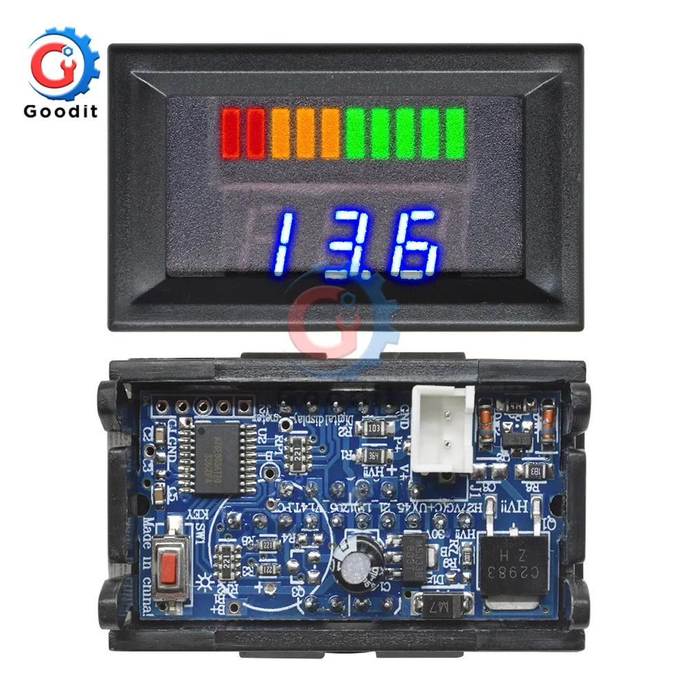 Цифровой светодиодный вольтметр постоянного тока 7 100 в красный синий мини тестер