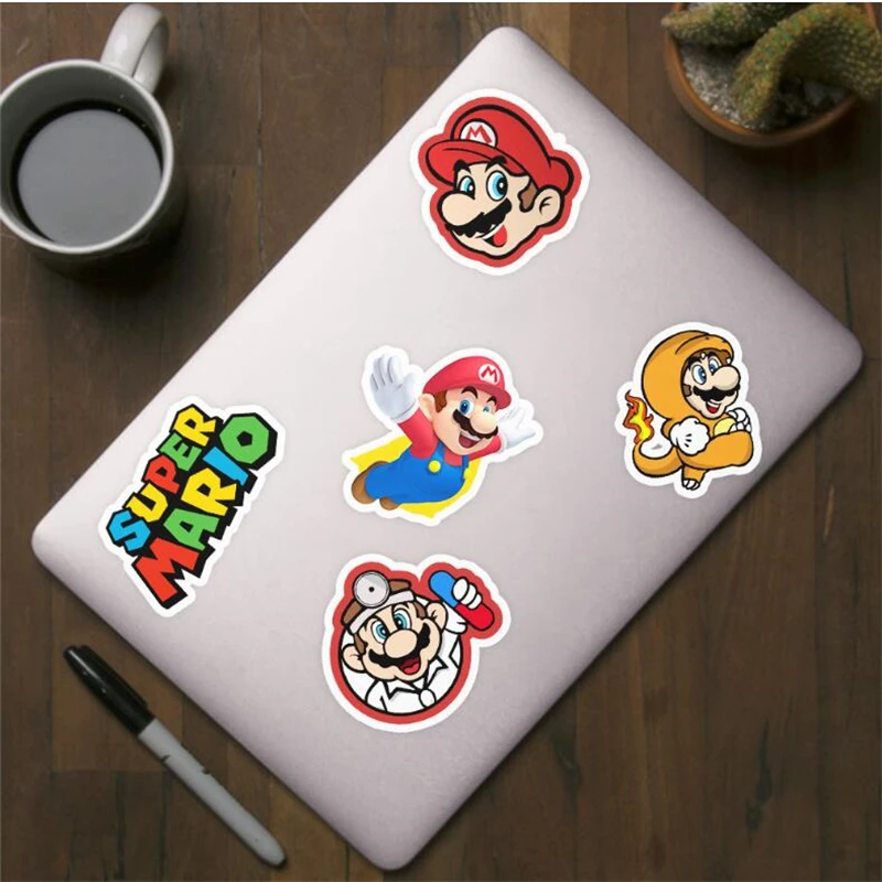 

50pcs Cartoon Mario game Sticker Waterproof for Laptop Skateboard Suitcase Guitar Furniture Decal DIY Toy Sticker