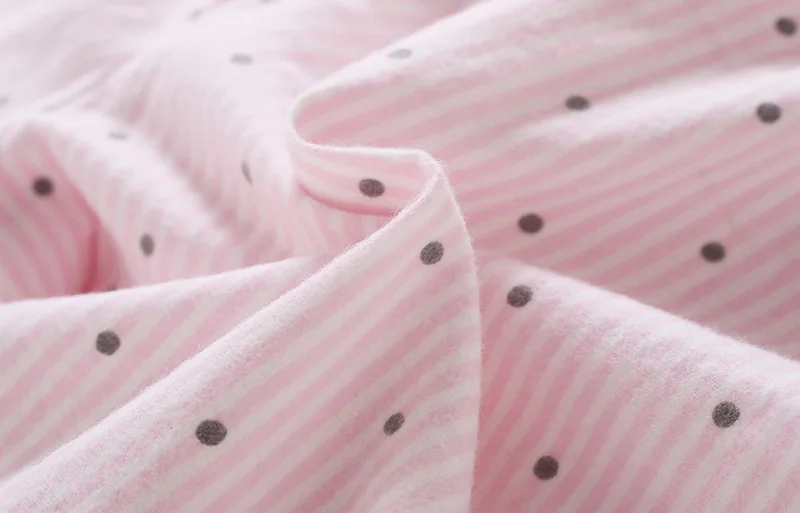 Women Long Sleeve Cute Casual Pajamas Korean Loose Striped Housewear Suits Autumn and Winter Cotton Sleepwear Couple Home Pj Set