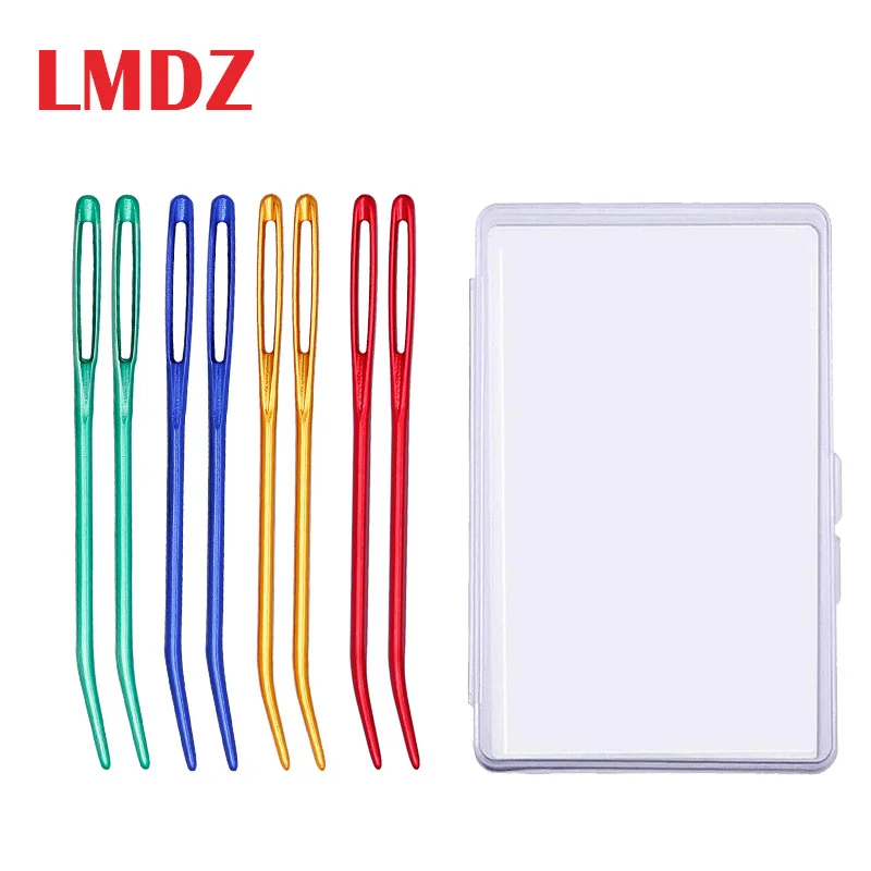 8Pcs set LMDZ 2 шт алюминиевый гобелен с изогнутым кончиком штопальные спицы рукоделие Рукоделие Шитье изогнутая игла большой глаз Пряжа Вязание игла - Цвет: 8Pcs set