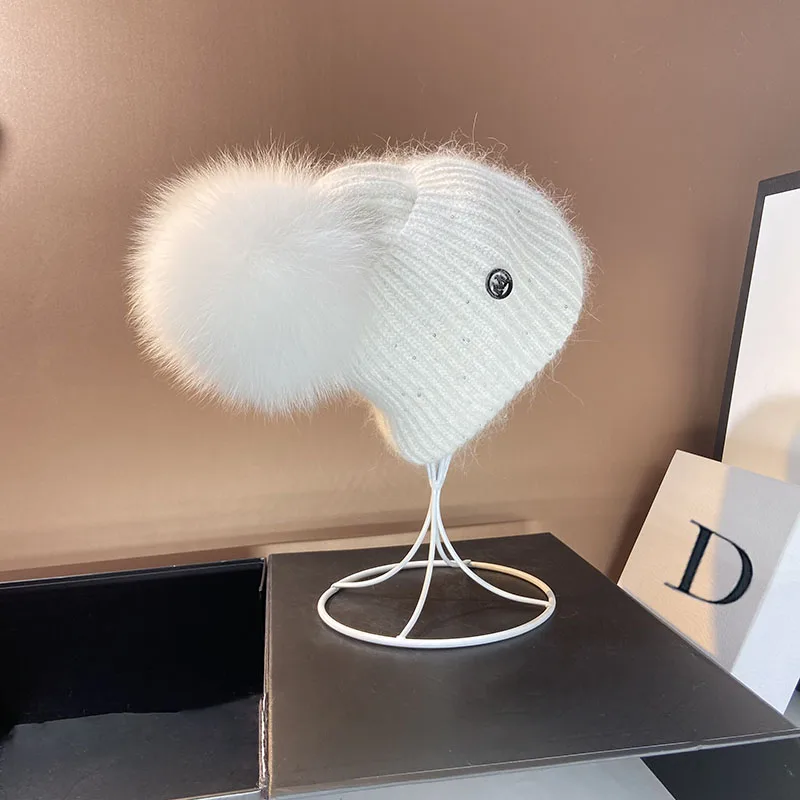 Новая зимняя шапка роскошные качественные шапки с помпоном из лисьего меха