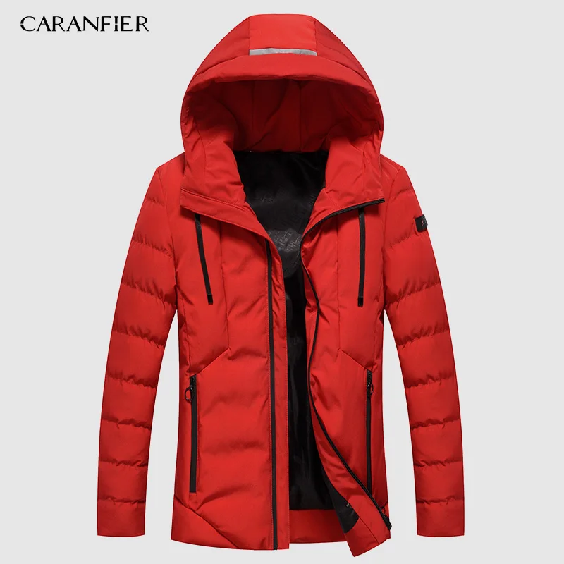 811 Red Мужская парка CARANFIER, Прямая поставка, модная мужская зимняя куртка, пальто с капюшоном, теплое мужское зимнее пальто, повседневное облегающее Мужское пальто - Цвет: 811 Red