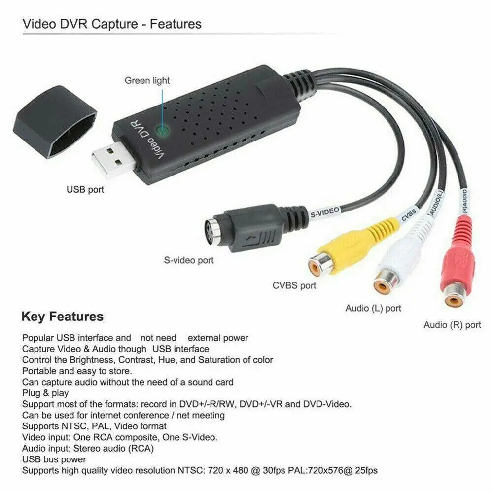 USB Easycap 2 0 простое устройство захвата видео ТВ DVD VHS DVR поддержка карты Win10