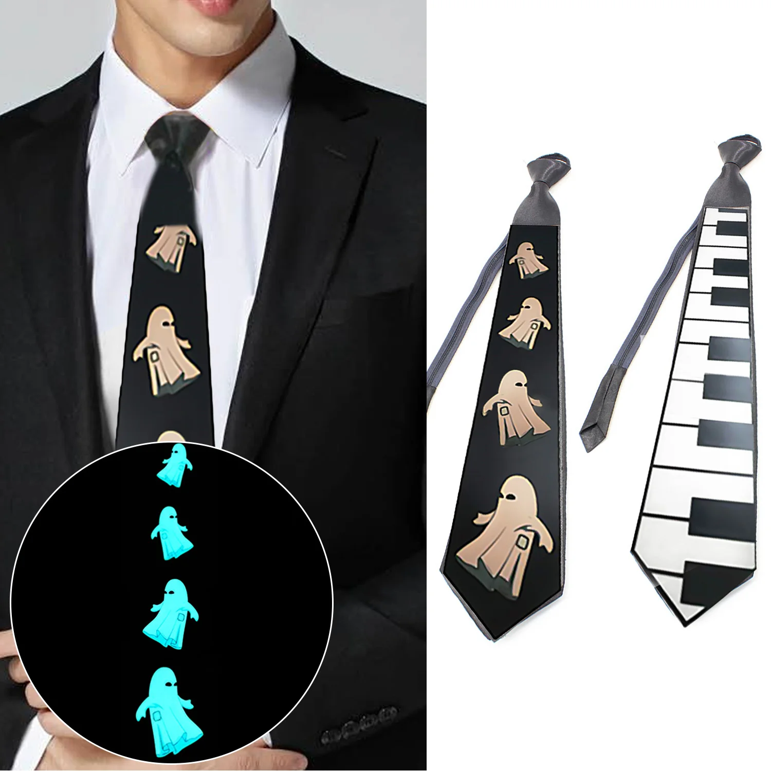 

Funny Battery Powered Sound Activated LED Light-up Necktie Tie for Men Boy Halloween Concerts Bars Clubs Costume Parties