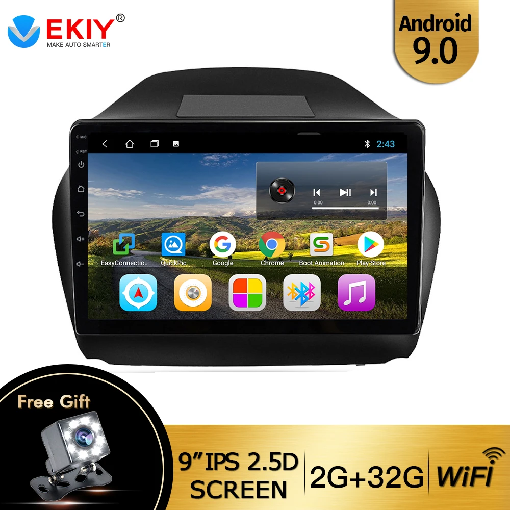 EKIY 9 inch IPS Screen Android 9.0 Car Radio For Hyundai IX35 2010-2015 GPS Navi Audio Video Player Wifi BT USB DAB+ Bluetooth | Автомобили