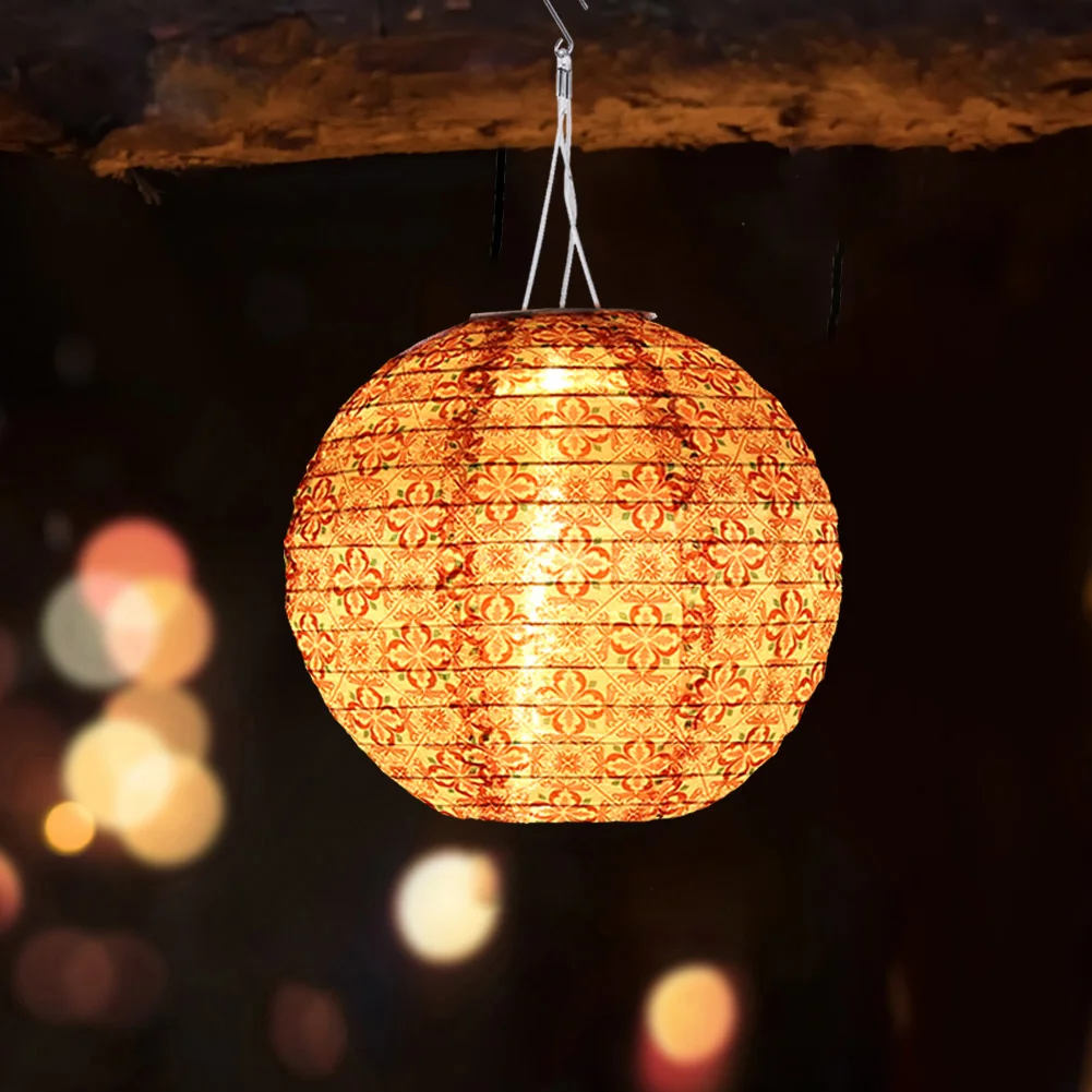 

10 inch LED Solar Lantern Printed Waterproof Hanging Street Garland LED Solar Lamp Chinese Balls Lampion Decoration