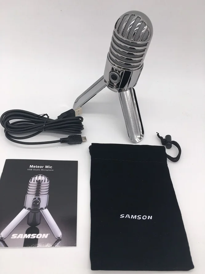 Samson Meteor Mic Studio recording конденсаторный микрофон Складная Задняя ножка с usb-кабелем сумка для переноски компьютера - Цвет: silver no retail box