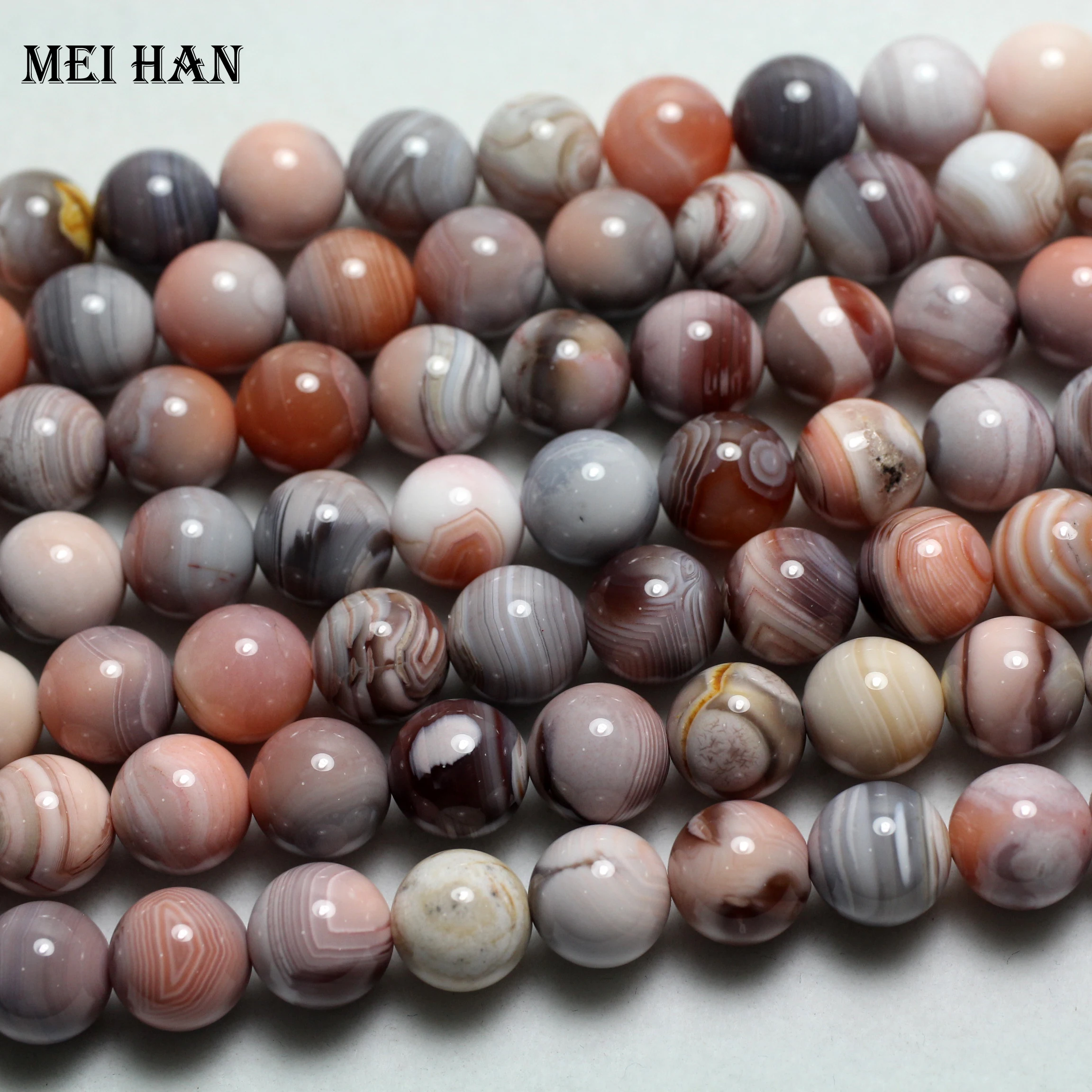 Meihan (1 нить/комплект) натуральный розовый драгоценный камень агата диаметром 10 мм