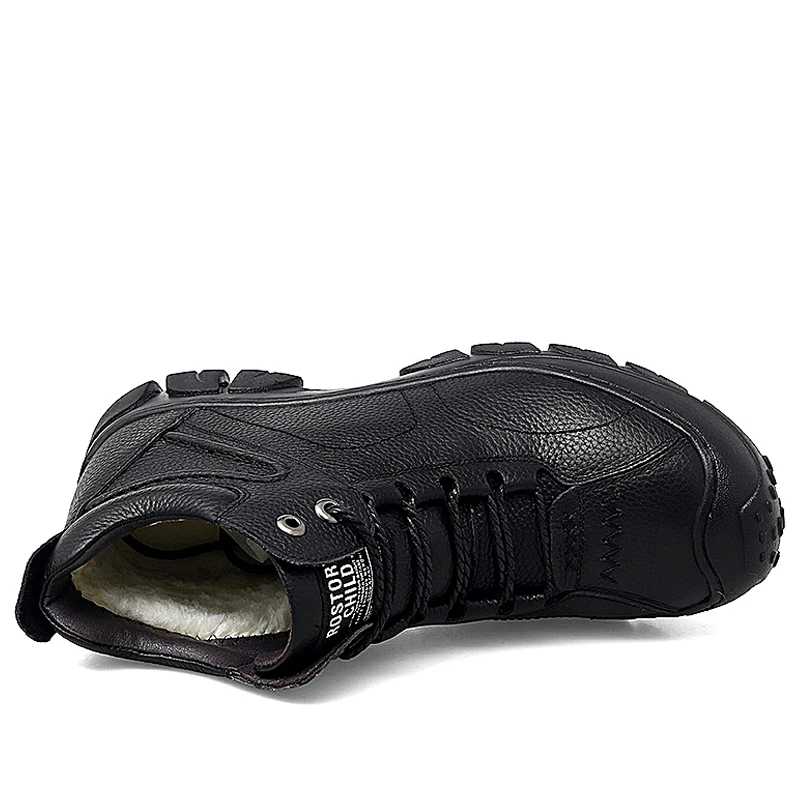 Мужские зимние ботинки JUNJARM коричневые водонепроницаемые из натуральной кожи с