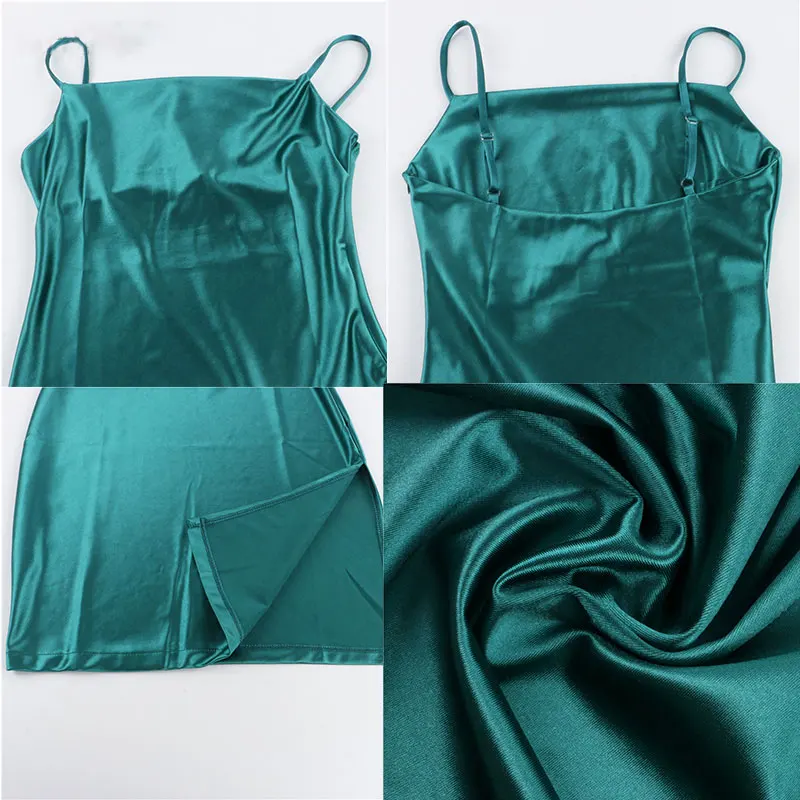 

Summer Sexy Satin Club Dress Fashion Women Spaghetti Strap V Neck Sleeveless Backless 2021 Casual Maxi Dress vestidos mujer