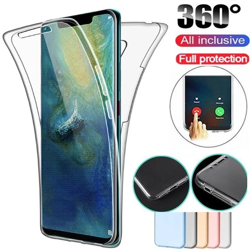 360 чехлы для Huawei P40 Pro P30 P20 lite P10 P8 P9 Lite 2017 прозрачный тонкий мягкий чехол Y5 Y6 Y7 Y9