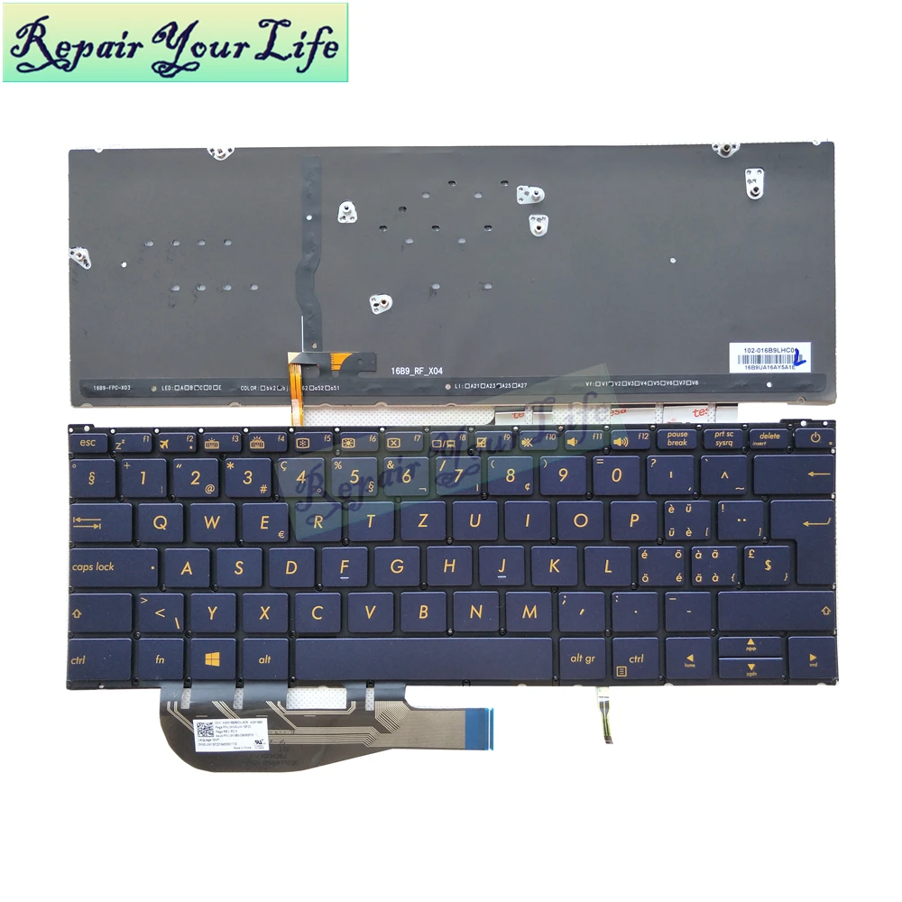 Клавиатура для ноутбука Asus ZenBook 3 UX390UA UX390 Швейцарский Стандарт SW с подсветкой