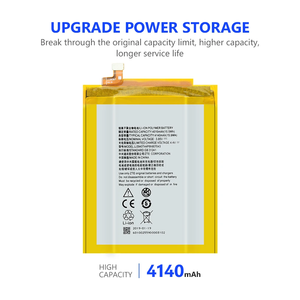 Li3940t44p8h907043 4140 мАч литий-ионный полимерный сменный аккумулятор Мобильный телефон