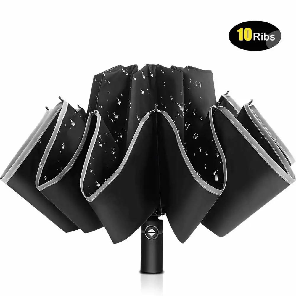 Ветрозащитный Автоматический складной перевернутый зонт 10 ребер портативный
