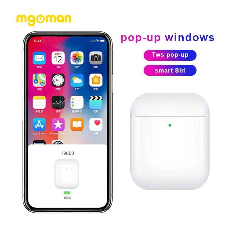 Mgoman i9000 Inpods 12 Беспроводные наушники Bluetooth 5,0 наушники сенсор 8D бас беспроводная зарядка наушники i9000 TWS PK i7s i12