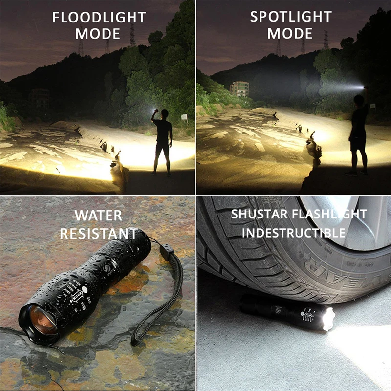 Led flashlight Ultra Bright torch Q5/T6/L2 Camping light 5 switch Modes waterproof Zoomable Bicycle Light use 18650 battery | Освещение