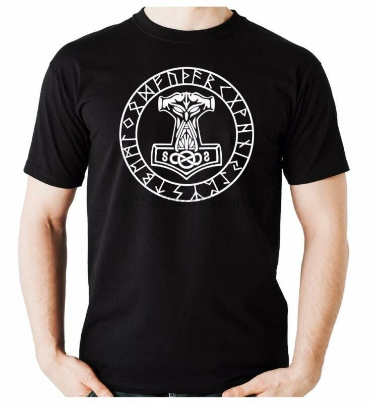Мьельнир Тора мощный Молот руны футболка альтернативная одежда Odin норвежский