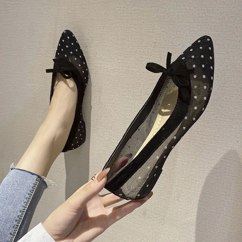 

Flats for Women Mules Slip on Loafers Mesh Hollow Fashion Slides Pointed Toe Designer Shoes Casual Slippers Concise Oxford Shoes