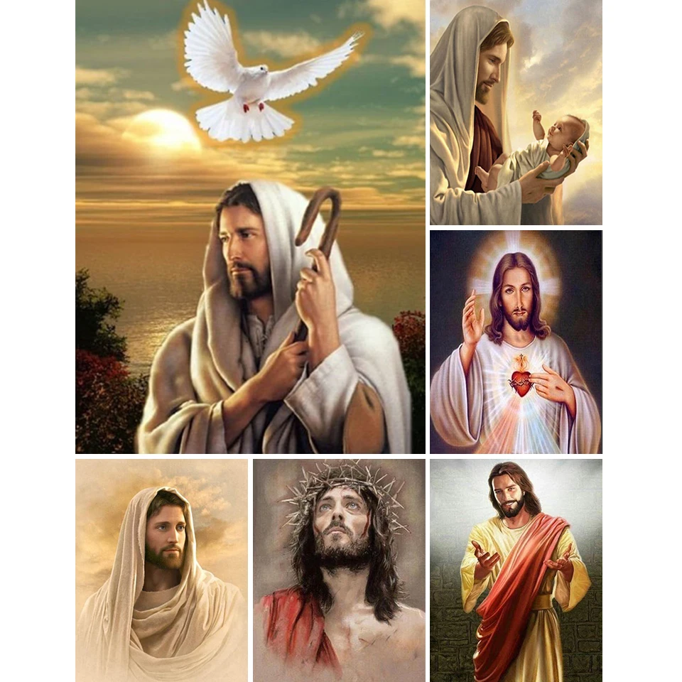 

5D DIY Diamond Painting Religion Cross Stitch Kit Full Drill Square Embroidery Mosaic Jesus Christ Icon Rhinestones Gift Decor